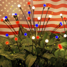 4Pack Solar American Flag Lights - 4Th of July Solar Garden Outdoor Waterproof F