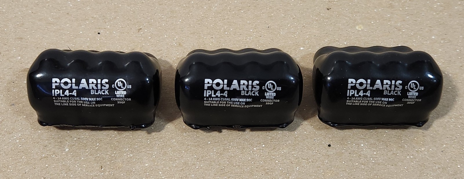 Lot of 3 Polaris IPL4-4 Connector #4 to 14 AWG CU9AL 600V Max