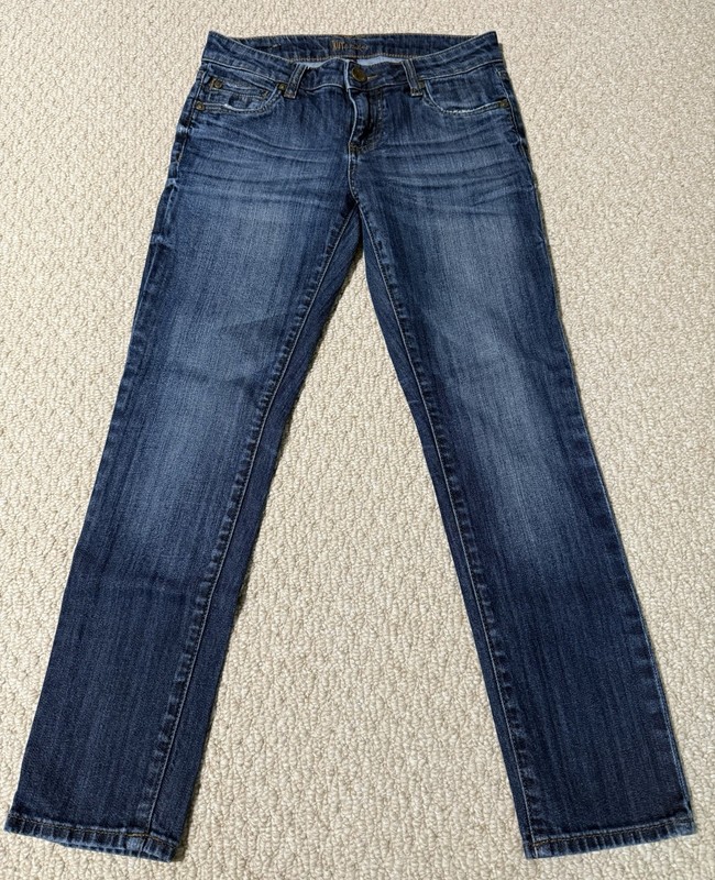 Kut From The Kloth Jeans Womens 0P Blue Distressed Stretch Denim Classic