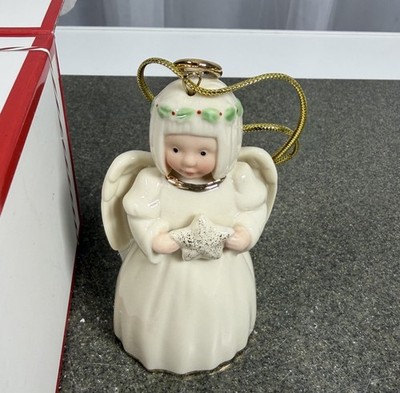 Lenox Christmas Ornament Angel Holding Star Gold Trim Hanging