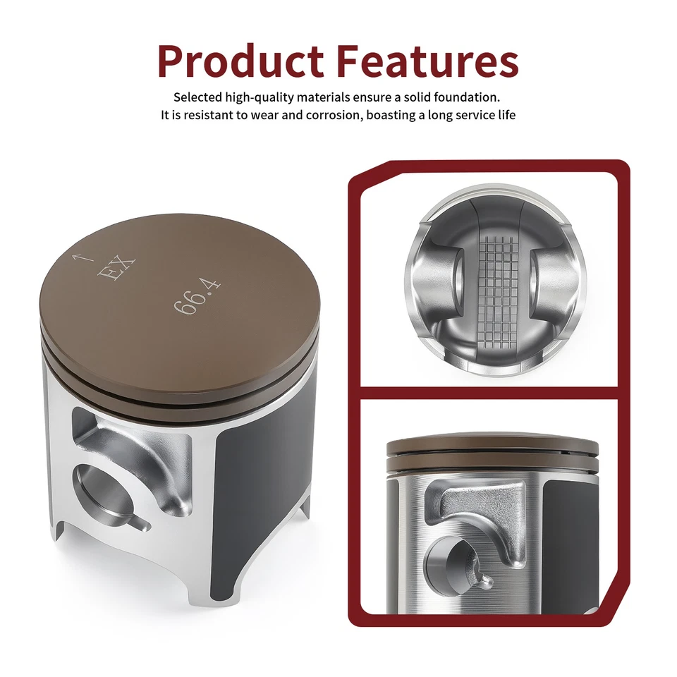 1992-1996 For Honda CR250R Top End Rebuild Kit Piston Gasket 66.34mm STD Bore - Image 2 of 4