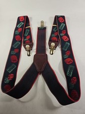 Pelican Casino Suspenders Mens Stretch Leather Trim Clip On Style USA