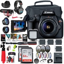 Canon EOS Rebel T100 / 4000D DSLR Camera with 18-55mm Lens 4K Monitor Mic