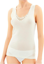 Canotta Intima Donna Lana Cotone - Canottiera Donna Spalla Larga Con Pizzo Magli