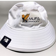 New Era MUFA MMXXV Blanco Sombrero Cubo Parche Grifo Correa Ajustable para la Mentón M/L