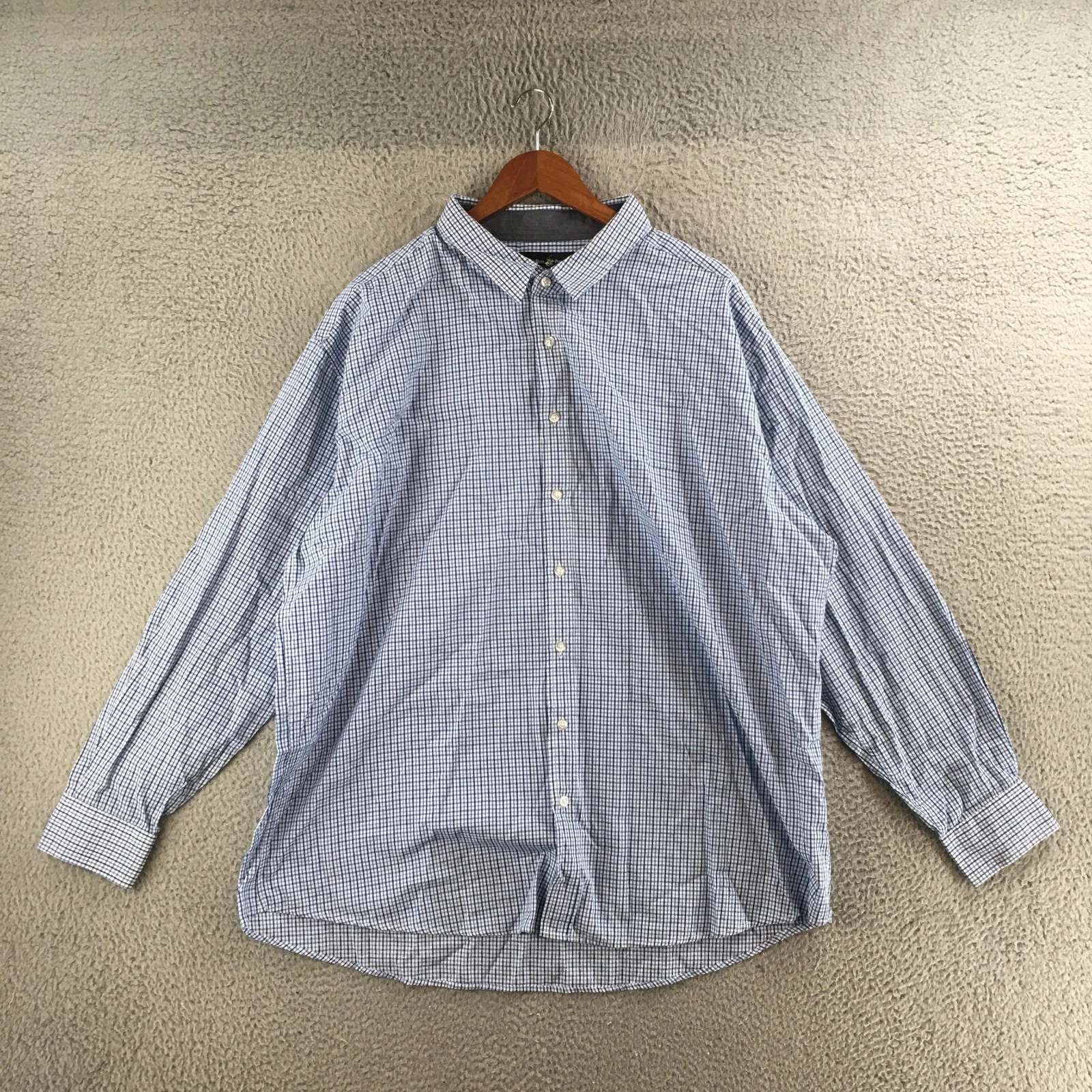 Beverly Hills Polo Club Button Up Shirts Mens 4XLB Blue Cotton Long Sleeves