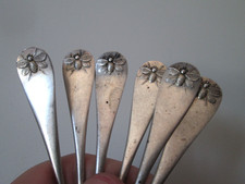 Rare Set 6 - DURGIN 1885 - BUG Pattern - STERLING - DEMITASSE SPOONS w/GW Bowls