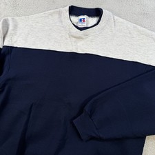 Vintage Russell Athletic Sweatshirt Mens Large Navy Grey Fleece USA 90s Pullover