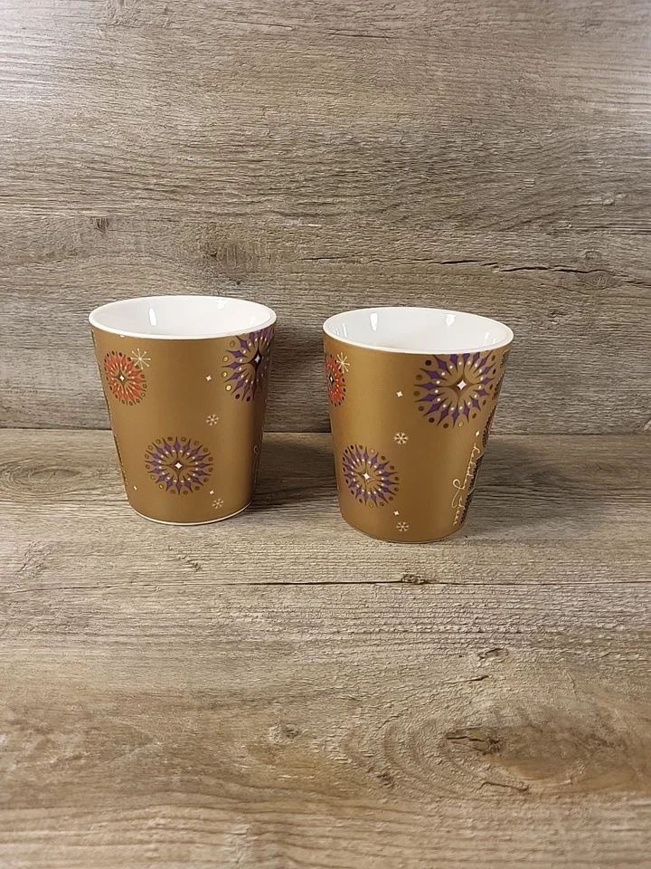 Set Of 2 2006 Starbucks Gold 14 oz, NOEL Christmas Coffee Mugs/Cups ☕️ 23W  - Image 3 of 4