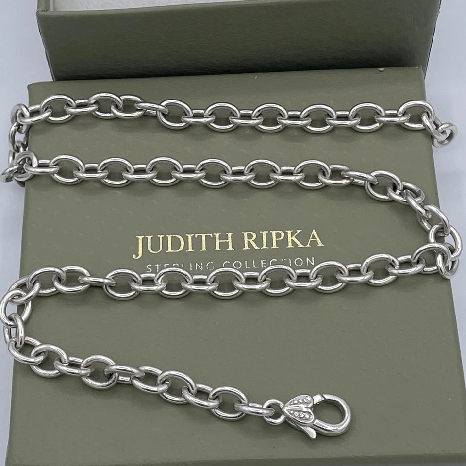 Judith Ripka Sterling Silver Smooth Rolo Link Necklace Heavy 925 Designer 56.44g - Image 2 of 4
