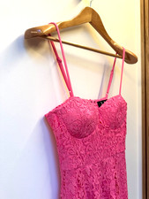 Lulus NWT Pink Crochet Fit & Flair Mini Dress Cocktail NYE Holiday Wedding Sz S