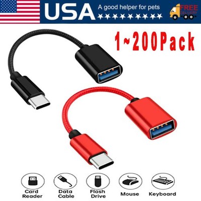 USB-C Type C Male to USB 3.0 Type A Female OTG Adapter Converter Cable Cord Lot
