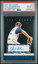 2007 JUST STARS AUTO BLACK #10 CLAYTON KERSHAW 25/25 PSA 8 AUTO 10