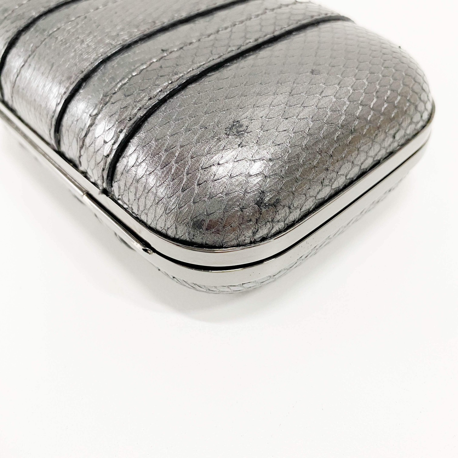 GUCCI Pewter Metal Grey Python Embossed Hand Bag - image 9