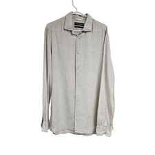 Marc O'Polo Shaped Fit 100% Linen Long Sleeve Button Down Shirt Beige Men's XL