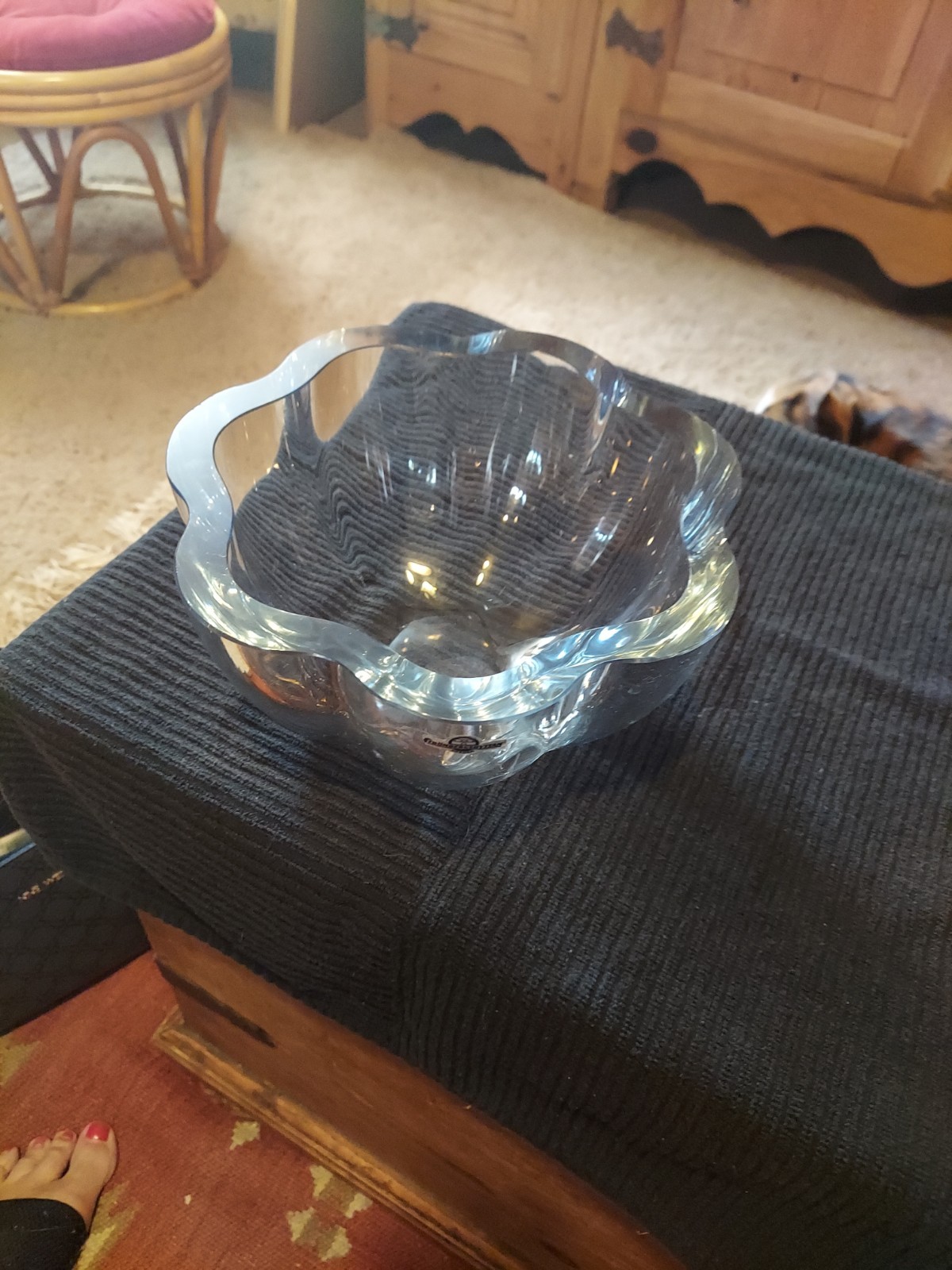 Vintage 6lb Swedish Glass Bowl by Strombergshyttan