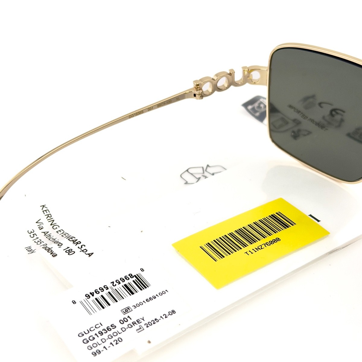 GUCCI 1936 Gg1936S Gold Black Logo Unisex Metal Mask Wrap
