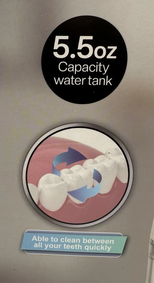 Total Vision Oral Flosser 5.5oz Water Tank Rechargeable Dental USB Waterproof - Image 3 of 4