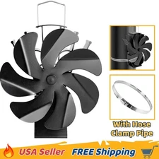 7Blade Stove Fan for Wood/Log Burner/Fireplace Heat Powered Quiet Aluminum Steel