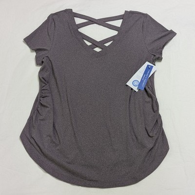 Threads 4 Thought V-Neck Short Sleeve Top NWT Womens Medium Purple Athleisure