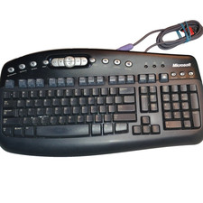 Microsoft MultiMedia Keyboard 1.0A KB-0168 PS/2 Wired   Black   Vintage...
