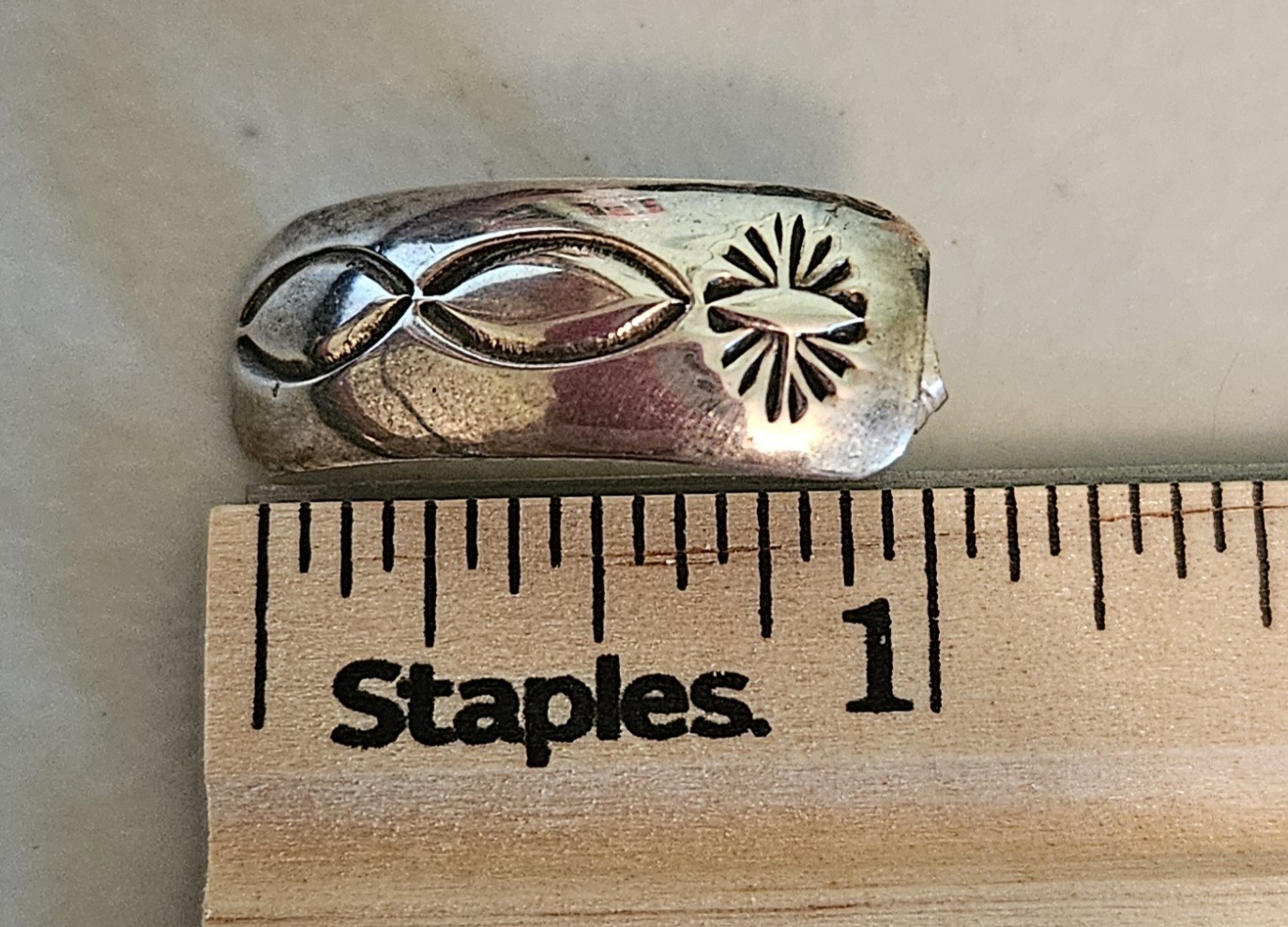 Sterling Silver Rectangular Stamped Earrings, Pos… - image 4