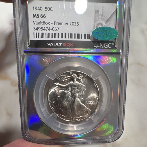 CAC 1940 Walking Liberty Half Dollar 50C Silver NGC MS66 P VaultBox Premier 2025
