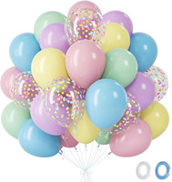 Luftballons Pastell- 60 StüCk Rosa Blaue Lila GrüNe Gelbe Luftballons Mit Konfet