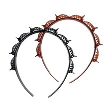 2Pcs Black and Brown Double Bangs Hairstyle Hairpin Headband With 8 Small