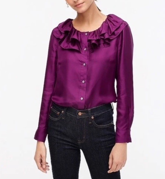 J.Crew Collection silk twill ruffle-collar top-AU259-SUNDRENCHED VIOLET-s