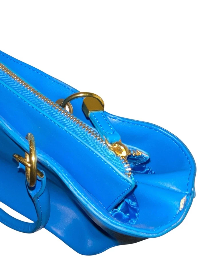 Joy & Iman 100% раздельный кожаный синий сумка с короткими ручками Дамская сумка сумочка - Изображение 3 из 4