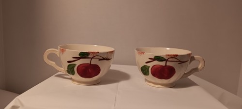 Tazas Blue Ridge Southern Potteries otoño manzana años 30 pintadas a mano núcleo de abuela - Imagen 8 de 9