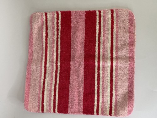 VTG Cannon Red Pink White Candy Stripe Bath Towel set 3 pc Retro Fringe USA - Picture 4 of 12