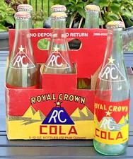 Vintage Rare Set of Royal Crown Cola RC 6 - 12oz Bottle Pack Carton w/ Soda Caps