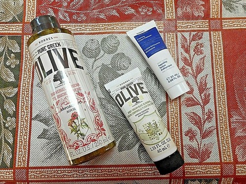 KORRES SHOWER GEL Verbena 8.45 oz + BODY CREAM Olive Blossom 1.35 oz + CLEANSER