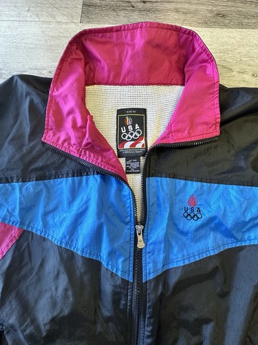 Vintage USA Olympics Jacket Size XL 90s Color Block Windbreaker JC Penney - Picture 5 of 8