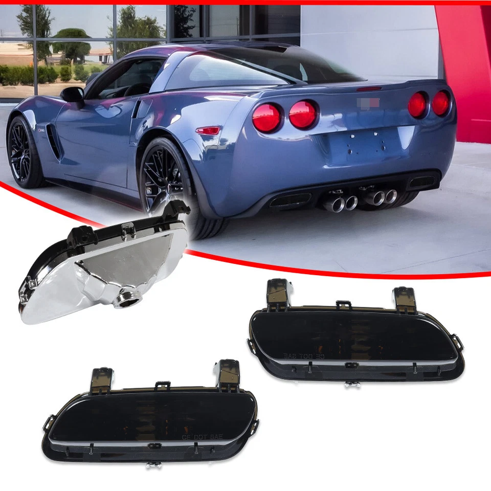 For 2005-2013 Chevrolet Corvette C6 Coupe Smoke Black Backup Reverse Lights Pair - Image 2 of 4