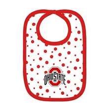 Ohio State Buckeyes Polka Dot Bib Newborn Baby 100% Cotton Zelcro Closure NEW
