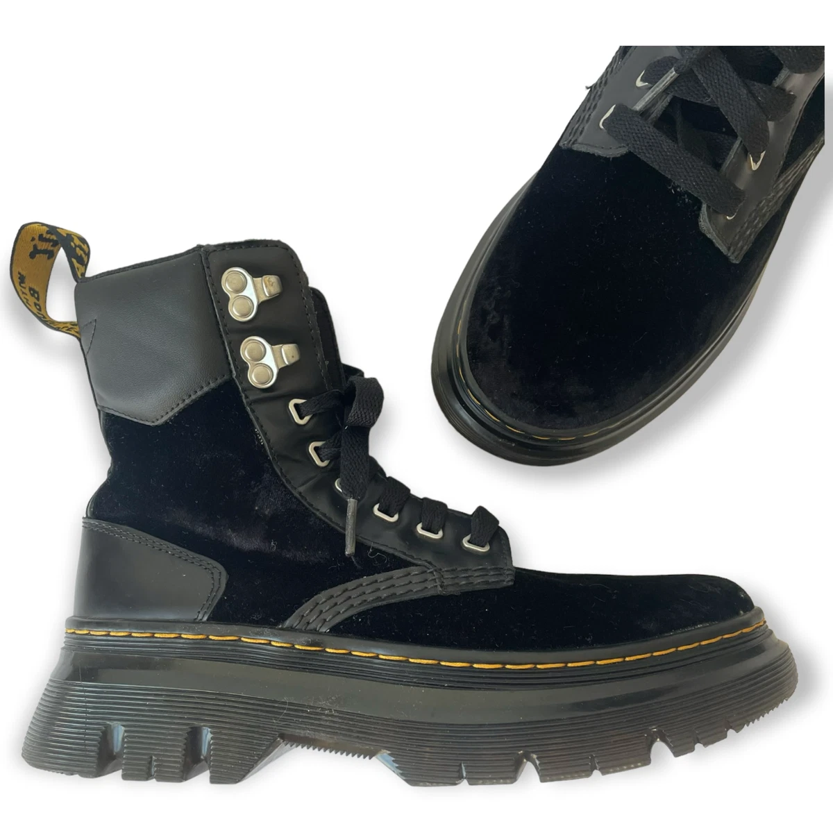 Dr. Martens Tarik Zip Atmos Platform Black Velvet Size 8 Side