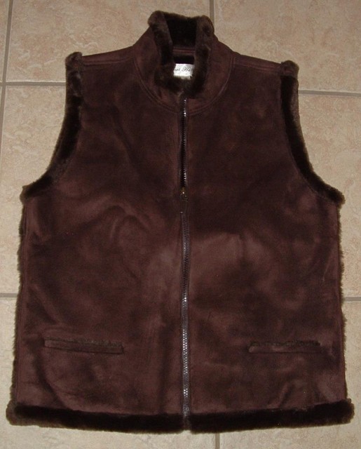 Dark Brown Small 4 / 6 Soft Moleskin Faux Fur Vest Jacket Pockets SPORT HALEY eBay