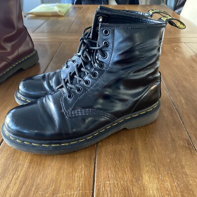 Dr Martens Airwair 8 Hole Boots Size 8 UK Black Leather | eBay UK