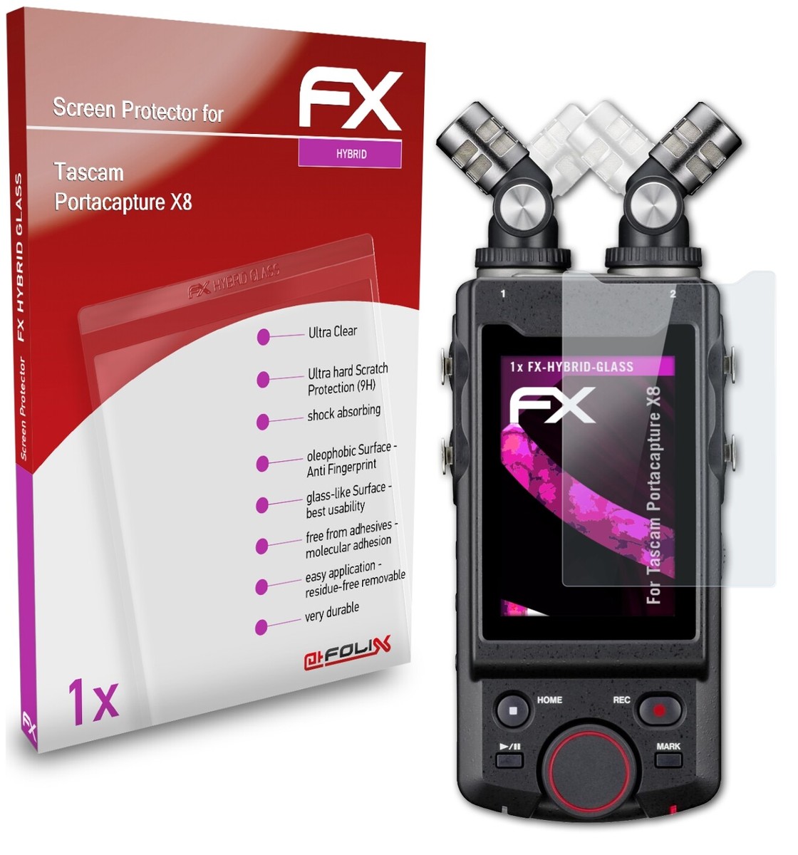 Protection D'écran AtFoliX En Verre Hybride FX 9H - Pour Tascam Portacapture X8 | Film Haute Transparence & Anti-traces - 6