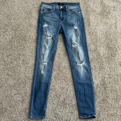 Judy Blue Los Angeles Skinny Fit Jeans Womens Size 5/27 Blue Distressed JB8261MD
