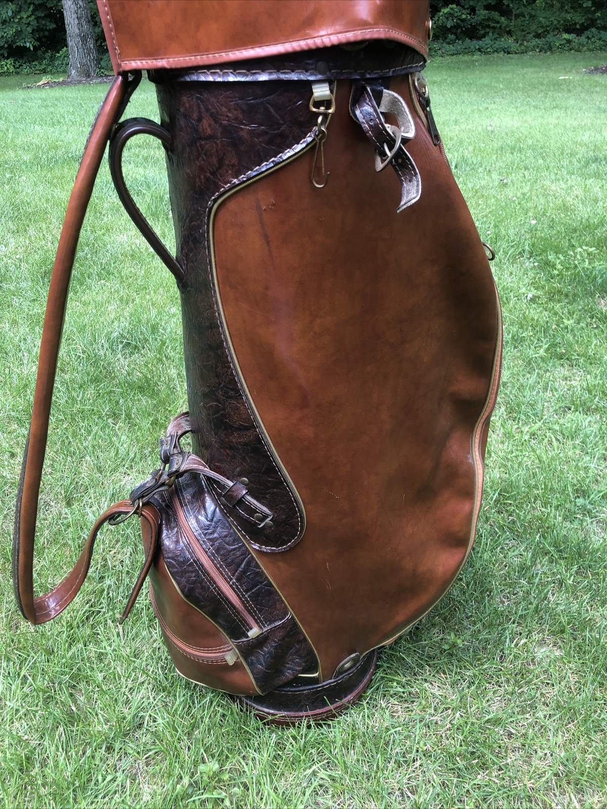 Vintage WALER HAGEN Staff Golf Bag Brown Vinyl Leather Great Condition