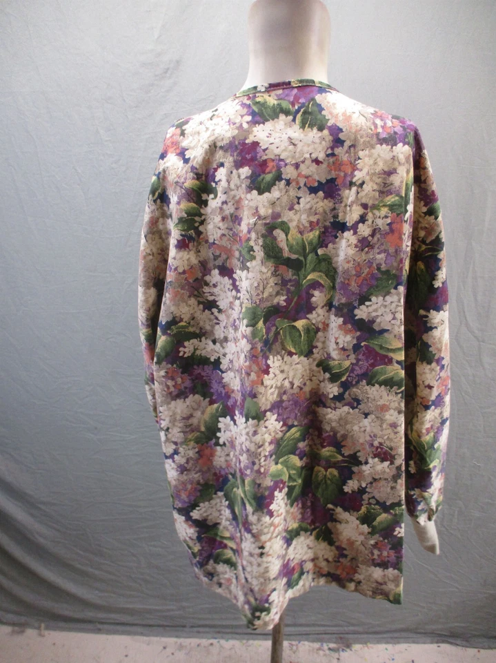 LANDAU Size 3X Womens Multicolor Floral Pocket Long Sleeve Button Up Scrub 057 - Image 4 of 4