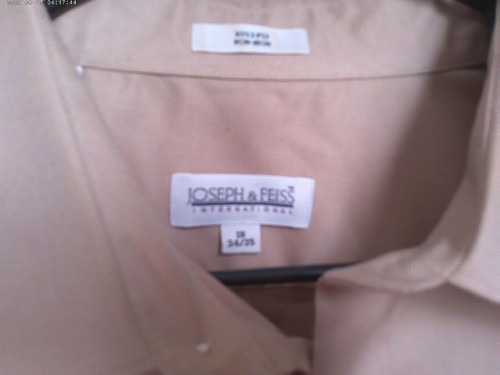 Joseph Feiss Mens Dress Shirt XL XLarge 16.5 Beige Long Sleeve Button Up Cotton - Picture 3 of 3