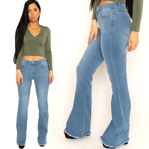 Raw Hem Bootcut Jeans Long Leg Blue 