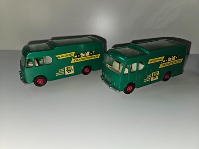 Lot of 8 Vintage 1960s Matchbox Race Car Transports, Guy Warrior Tractor, and Ra