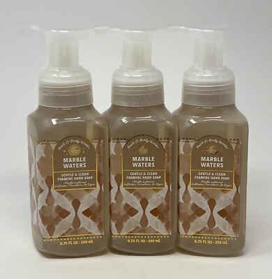3 BATH & BODY WORKS MARBLE WATERS GENTLE CLEAN FOAMING HAND SOAP WASH FOAM PUMP