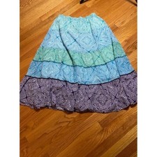 Vintage Notations Boho Maxi Skirt Tiered Paisley Print Long Skirt Flowy S